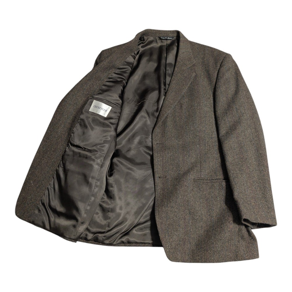 Cricketeer Men's 42R Brown 100% Wool Herringbone Tweed Blazer Sport Coat Jacket